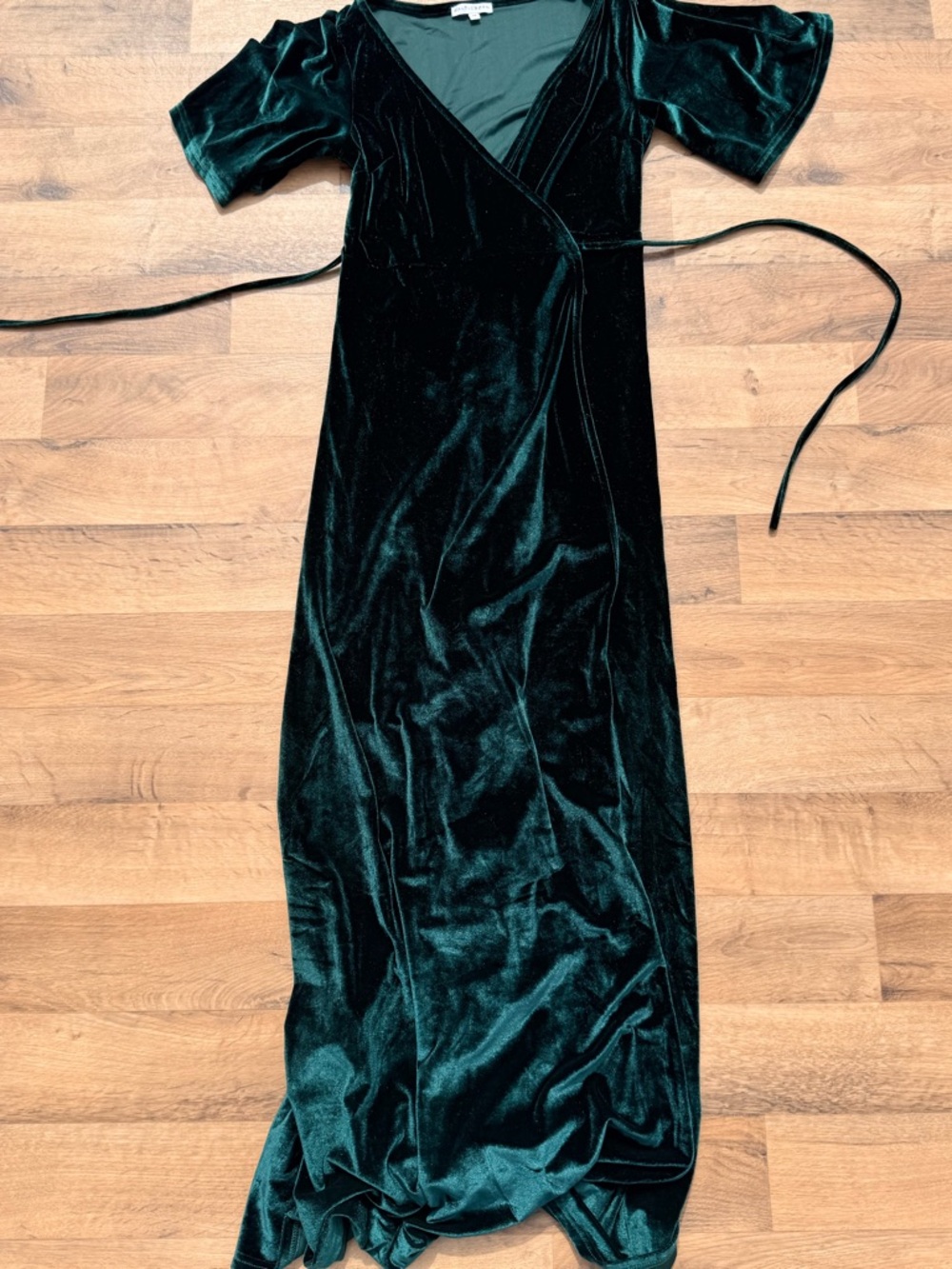 Baltic Born Deep Green Velvet Wrap Maxi Dress